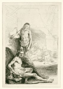 Desnudo masculino, sentado y de pie de Rembrandt van Rijn