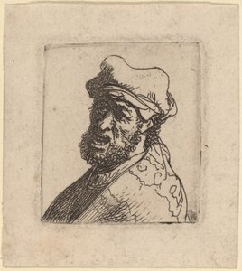Hombre gritando, tres cuartos a la izquierda de Rembrandt van Rijn