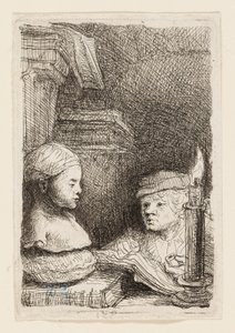Hombre dibujando de un molde de Rembrandt van Rijn
