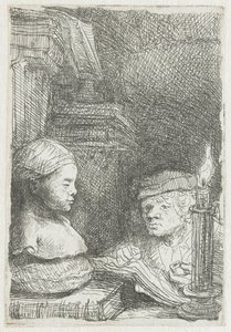 Hombre dibujando de un yeso de Rembrandt van Rijn
