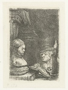 Hombre dibujando a partir de un molde de Rembrandt van Rijn