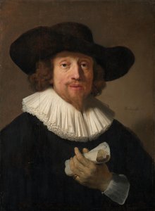 Un hombre con una partitura de Rembrandt van Rijn
