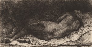 Negra acostada, 1658 de Rembrandt van Rijn