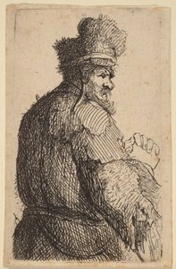 Anciano visto de espaldas, de perfil hacia la derecha de Rembrandt van Rijn