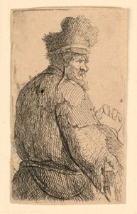 Anciano visto desde atrás, perfil a la derecha: media figura de Rembrandt van Rijn