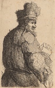 Anciano visto desde atrás, perfil a la derecha de Rembrandt van Rijn