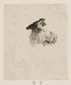 Anciano que se protege los ojos con la mano de Rembrandt van Rijn