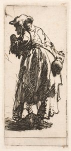 Anciana mendiga con una calabaza de Rembrandt van Rijn