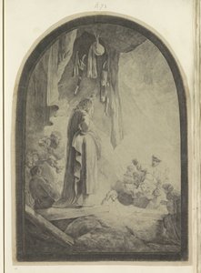 Opwekking van Lazarus: grote plaat Colección de ochenta y cinco grabados originales (título de la serie) de Rembrandt van Rijn