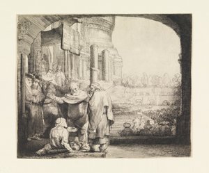 Pedro y Juan Sanando al Lisiado en la Puerta del Templo de Rembrandt van Rijn