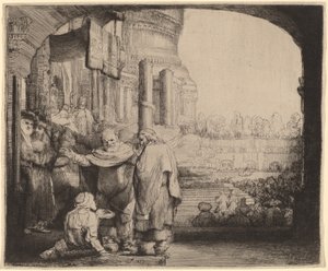 Pedro y Juan Sanando al Lisiado en la Puerta del Templo de Rembrandt van Rijn