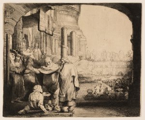 Pedro y Juan Sanando al Lisiado en la Puerta del Templo de Rembrandt van Rijn