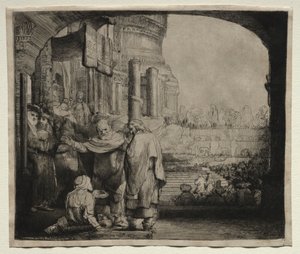 Pedro y Juan Sanando al Lisiado en la Puerta del Templo, 1659 de Rembrandt van Rijn