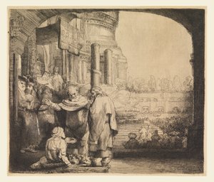 Pedro y Juan en la puerta del templo de Rembrandt van Rijn
