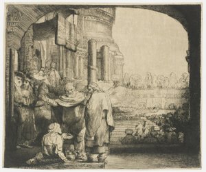 Pedro y Juan curando al tullido a la puerta del templo de Rembrandt van Rijn