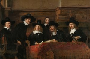 Retrato de los directores del gremio de pañeros en Ámsterdam de Rembrandt van Rijn