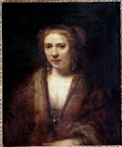 Retrato de Hendrickje Stoffels (1625-1663) con boina de terciopelo, compañera del pintor de Rembrandt van Rijn