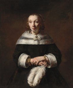 Retrato de una dama con un abanico de plumas de avestruz