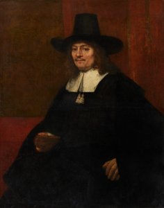 Retrato de un hombre con sombrero alto de Rembrandt van Rijn