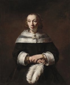 Retrato de mujer con abanico de avestruz