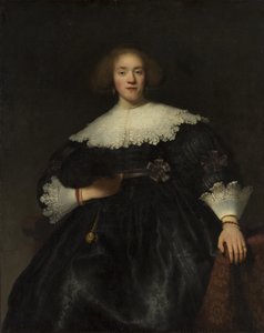 Retrato de una joven con un abanico, 1633 de Rembrandt van Rijn