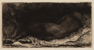 Desnudo femenino reclinado de Rembrandt van Rijn