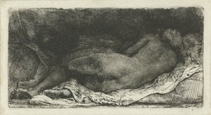 Desnudo femenino recostado de Rembrandt van Rijn