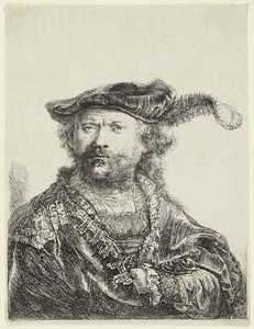 Rembrandt con gorra de terciopelo de Rembrandt van Rijn