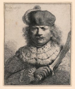 Rembrandt con Sable Levantado de Rembrandt van Rijn