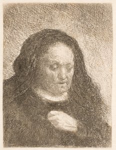 La madre de Rembrandt con la mano sobre el pecho: pequeño busto de Rembrandt van Rijn
