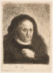 La madre de Rembrandt con la mano sobre el pecho: pequeño busto de Rembrandt van Rijn