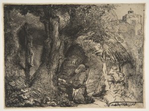 San Francisco bajo un árbol, rezando, 1657 de Rembrandt van Rijn