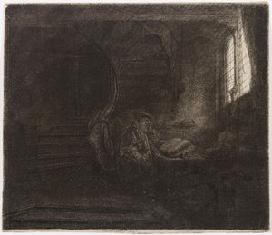 San Jerónimo en una habitación oscura