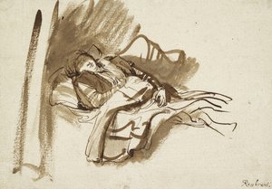 Saskia durmiendo en la Cama de Rembrandt van Rijn