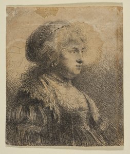 Saskia con perlas en el cabello, 1634 de Rembrandt van Rijn