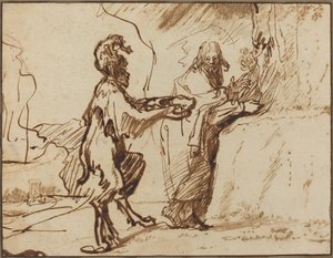 Satanás tentando a Cristo para convertir las piedras en pan de Rembrandt van Rijn