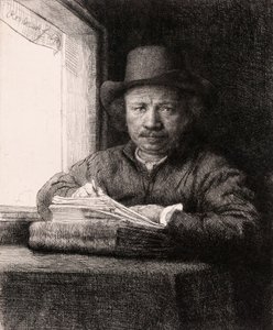 Autorretrato Dibujando en una Ventana por Rembrandt van Rijn de Rembrandt van Rijn