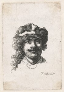 Autorretrato con Gorro Suave: Rostro Completo, Solo Cabeza, c. 1635 de Rembrandt van Rijn