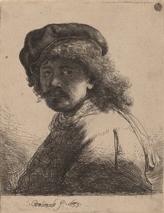 Autorretrato con Gorro y Bufanda con el Rostro Oscuro, 1633 de Rembrandt van Rijn