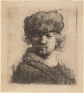 Autorretrato con un Gorro de Piel Pesado de Rembrandt van Rijn