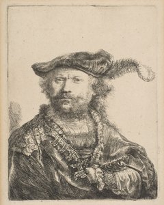 Autorretrato con gorra de terciopelo con pluma, 1638 de Rembrandt van Rijn