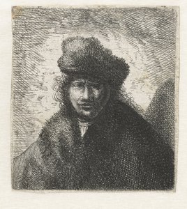 Autorretrato con gorro de piel inclinado: Busto, ca 1631 de Rembrandt van Rijn