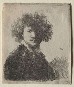 Autorretrato con cabello rizado y cuello blanco: Busto de Rembrandt van Rijn