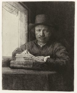Autorretrato, Grabado en una ventana Autorretrato grabado en una ventana de Rembrandt van Rijn