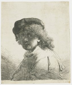 Autorretrato con gorro y bufanda con la cara oscura: busto de Rembrandt van Rijn