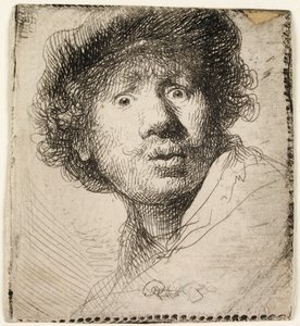 Autorretrato con gorra: boca abierta, 1630 de Rembrandt van Rijn