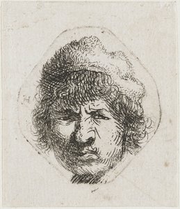 Autorretrato frunciendo el ceño, ca 1631 de Rembrandt van Rijn