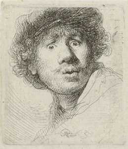 Autorretrato con boina y ojos abiertos