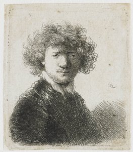 Autorretrato con pelo rizado y cuello blanco: busto de Rembrandt van Rijn