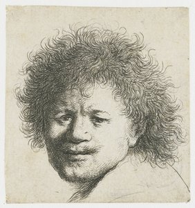 Autorretrato con pelo largo y tupido: sólo la cabeza de Rembrandt van Rijn